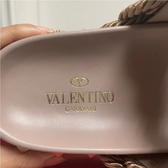 Valentino Rockstud Espadrille Braided Slides - Picture 6 of 8